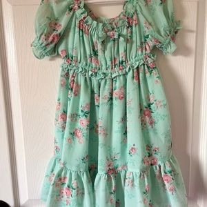 FLORAL CHIFFON PUFF SLEEVE DRESS